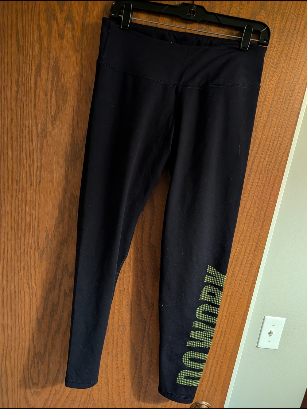 Black Leggings with Green 'Downpour' Side Print